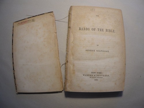 The Bards of the Bible George Gilfillan 1851 First Edition Harper Brothers - Picture 5 of 14