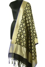Banarasi Dupatta Woven Zari Brocade Indian Art Silk Long Stole Shawl Black
