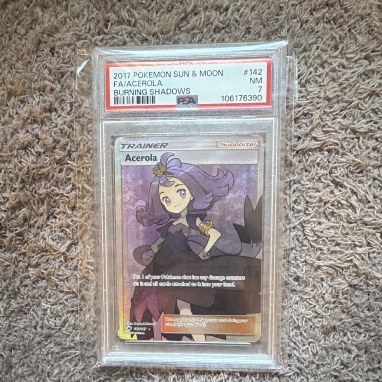 Acerola 2017 Sun & Moon: Burning Shadows #142/147 Holo (Full Art