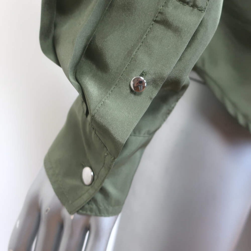 Veronica Beard Jada Button Down Blouse Stone Army… - image 6