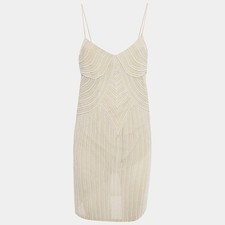 Stella McCartney Beige Silk Chiffon beaded Mini Dress S