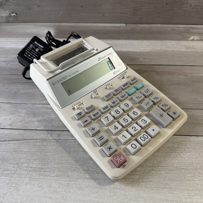 #ad SHARP EL 1750P III 2 Color Print Calculator Adding Machine w Cord To Plug In Wal $9.99