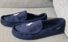 Ralph Lauren Polo Mens Blue Suede Comfy Slippers Sz 12