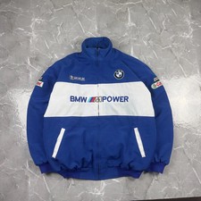 Chaqueta de bombardero BMW M Power Racing Michelin Castrol BBS Motorsport azul blanco abrigo