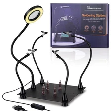 Helping Hands Soldering Station with 3X Magnifying Lamp & LED Light – Thir