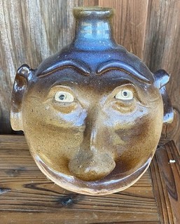 Bolick Pottery Clay Face Jug Folk Art From North Carolina 9” inches tall