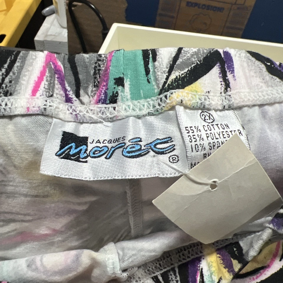 Pantalones Cortos Vintage Colorido Scrunch Biker - 2XL Nuevos con Etiquetas Jacques Mor’et Unisex Foto 3 de 4