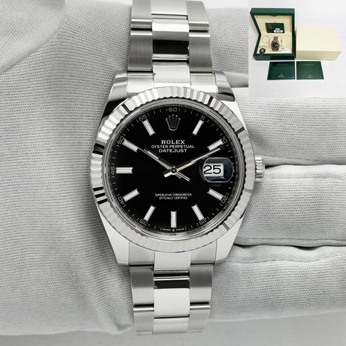 Rolex Datejust 126334 41 mm quadrante nero scanalato come nuovo non lucidato 2022 scatola documenti - Foto 1 di 12
