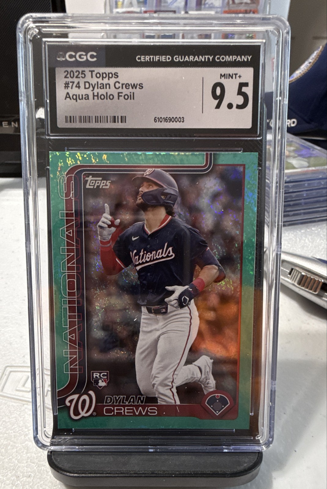 2025 Topps Series 1 - Dylan Crews #74 Aqua Holo Foil (RC)