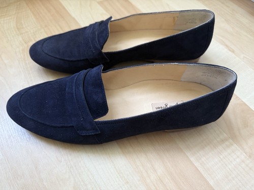 Paul Green Damen Schuhe Mokassins Ballerina Echt Leder Dunkelblau Wildleder 7 40