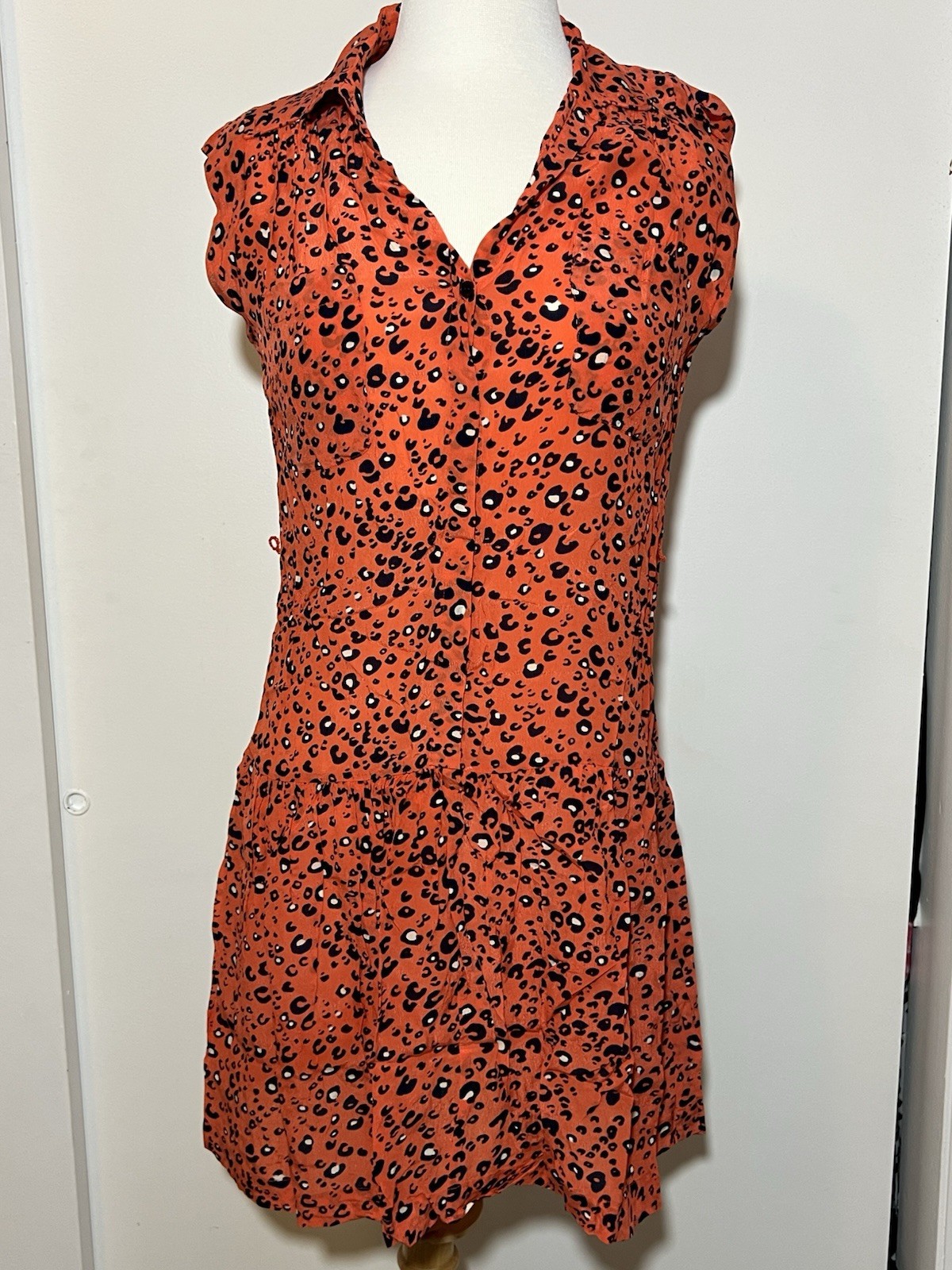 French Connection Orange Collared Sleeveless Butt… - image 1