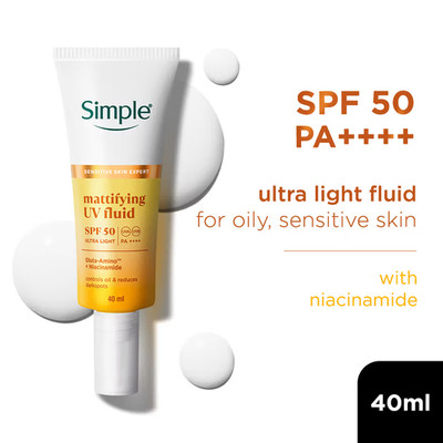 Simple Mattifying UV Fluid SPF 50 PA++++ with Niacinamide Sunscreen 40ml Oily