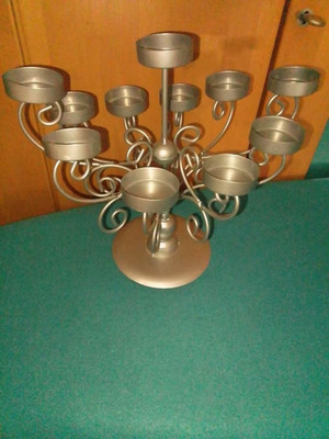 Hanson Metall Teelichthalter Baum 11 Arm, Deko, Garten, wie neu, Silber
