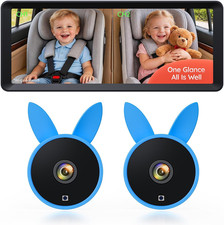 Double Car Camera Baby Monitor for 2 Kids  Split Screen 7.2" HD 1080P,Wide Angl
