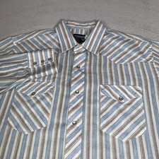 Vintage Wrangler Shirt Mens 17.5-35 2XL Striped Snap Long Sleeve USA Made 90s