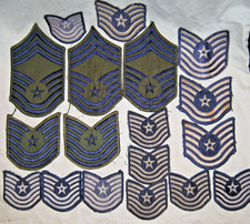 VINTAGE Lot 18 US Air Force USAF Rank Insignia NCO Blue & Green Chevron Patches
