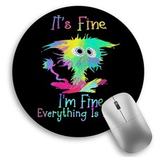 Color Cat Mouse Pad Funny Small Round Mouse Pads for Desk Mini Travel Mousepa...