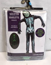 Child Glow In The Dark Skeleton 4 Piece Halloween Dress Up Costume Size Large