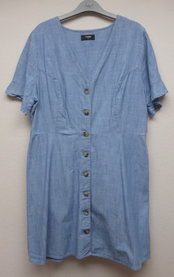 Matalan  / Denim Fit & Flare Dress Size 16  Blue Cotton V Neck Button Through
