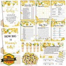 Funnymoom 426 Pcs Bee Baby Shower Games Set-8 Games, Includes Baby Shower Bin...