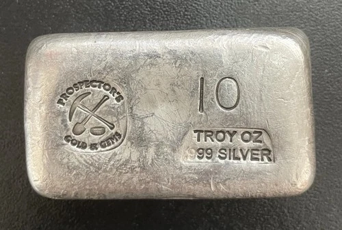 Prospector's Gold And Gems PG&G 10 Troy oz .999 Silver Bullion Bar