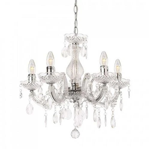 Litecraft Marie Therese Chandelier Crystal Effect Chrome Ceiling E14 5 Light