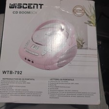 Wiscent WTB-792 Portable CD Player Boombox - Bluetooth, FM Radio, USB, AUX -Pink