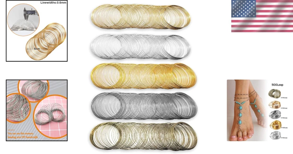 500 Loops of Durable Memory Beading Wire - Colorful Jewelry Making Supplies - Image 2 of 4