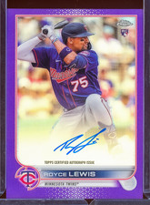 Royce Lewis 2022 Topps Chrome RA RL Purple Refractor Auto 250 MLB Rookie Card. rookie card picture
