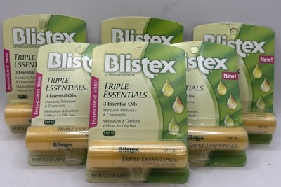 6x  Blistex Triple Essentials SPF Lip Balm Mandarin Palmarosa & Chamomile