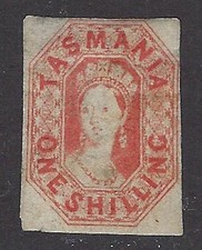 Tasmania, 1858, Scott #15, 1sh Vermilion, Mint, Original Gum, Hinged