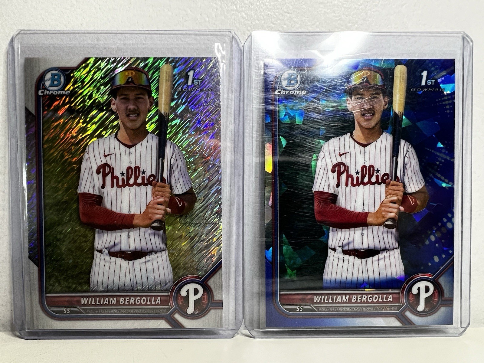 2022 BOWMAN CHROME SAPPHIRE WILLIAM BERGOLLA 1st Bowman BCP-159 PHILLIES Shimmer