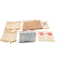Vintage Toni Silkwave Hair Perm Rods End Papers Set Tan Gray Plastic MCM Beauty