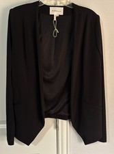 BCBGMAXAZRIA Womens Black Cropped Open Front Blazer Jacket L