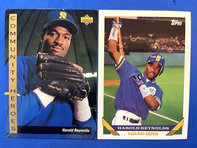 Harold Reynolds 1993 Upper Deck Community Heroes & '93 Topps Baseball - Mariners