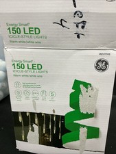 GE StayBright 150 LED Icicle Style Lights Warm White White Wire