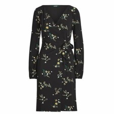 Lauren Ralph Lauren Womens Joni Floral Tie-Front Jersey Dress 10 Black/Gold