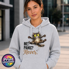 Funny Cat Hoodie Me Panic Never Cat Lover Gift Humorous Unisex Jumper