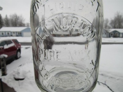 TREQ Milk Bottle A J Norton Dairy Farm Syracuse NY ONONDAGA COUNTY '31 Pure Milk