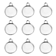 60pcs Pendant Trays Fit 12mm Zinc Alloy Round Blank Bezel Base Cabochon Setti...