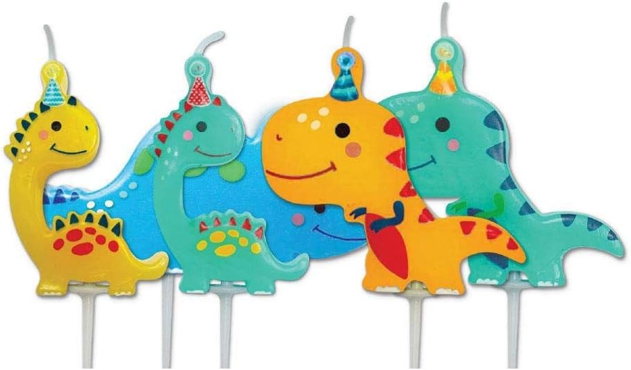 Anniversary House Pack of 5 Multicolour Dinosaur Party Pick Candles 73cm 29 4590₽