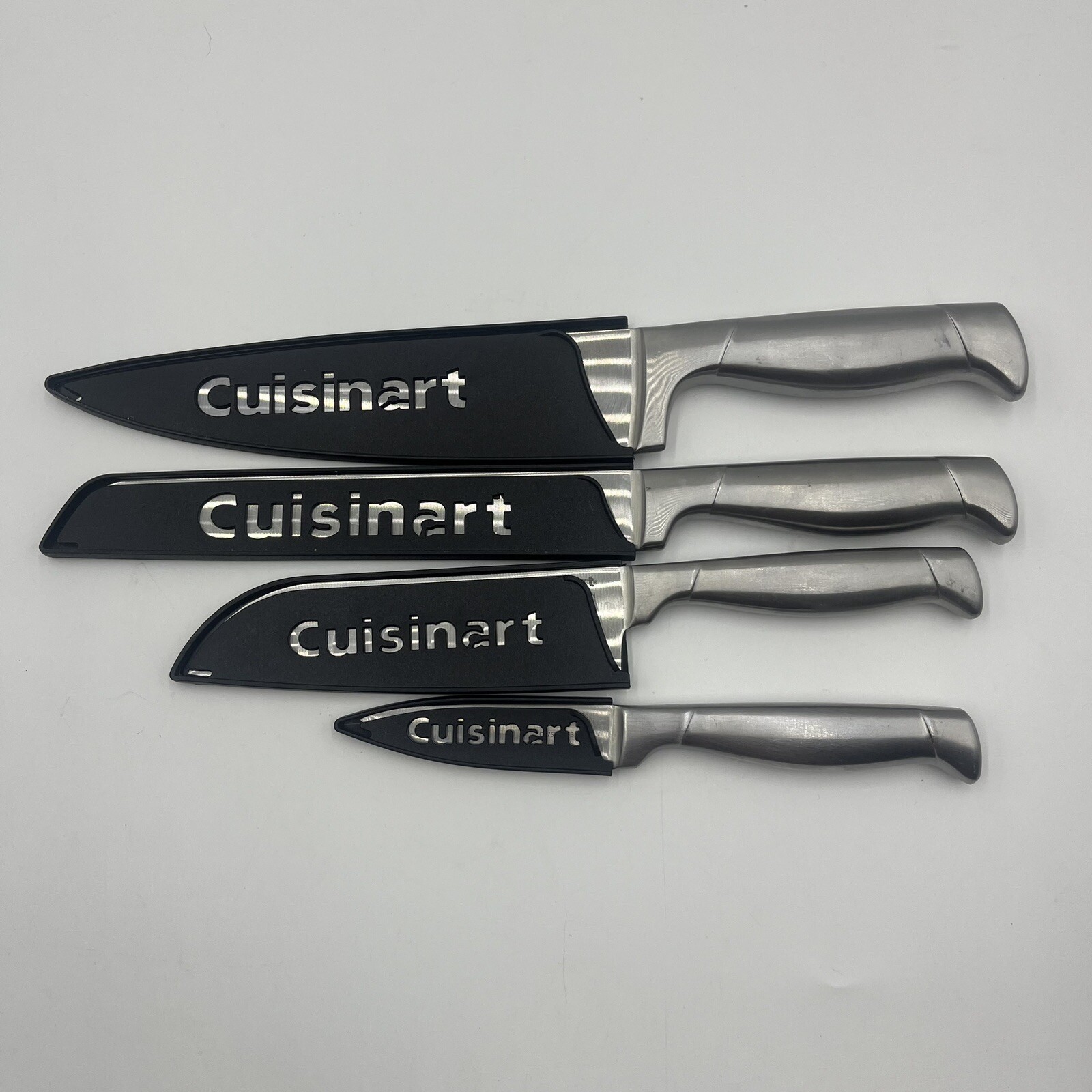 4 Piece Cuisinart Kitchen Knife Set w/ Sheaths 502355 0621 Stainless