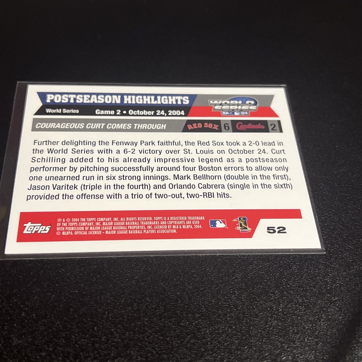 Topps MLB Baseball Card 2004 Boston Red Sox World Series