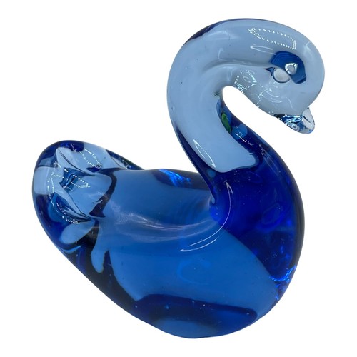 Vintage Pilgrim Cobalt Blue Hand Made Art Glass Swan Duck Paperweight/Figurine - Picture 2 of 7