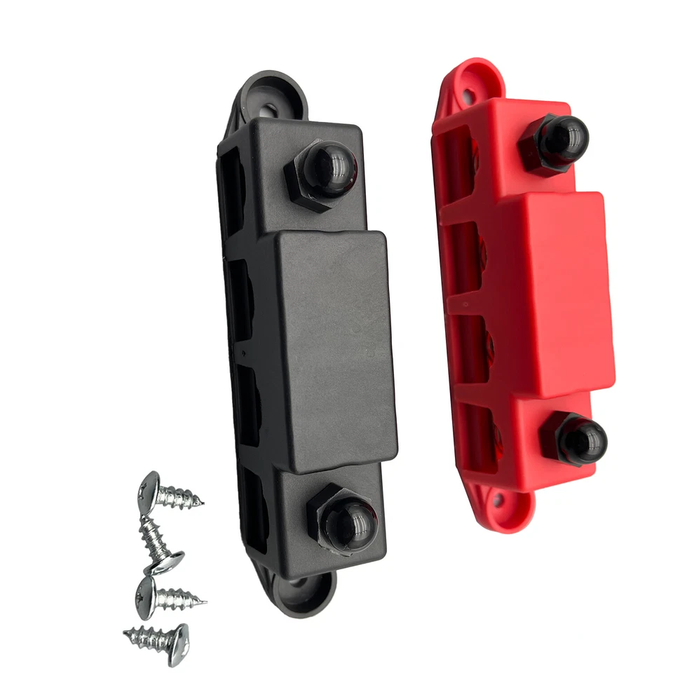 3/8" / 250A 4 Stud Busbar Bus Bar Power Distribution Terminal Block Red&Black - Image 3 of 4