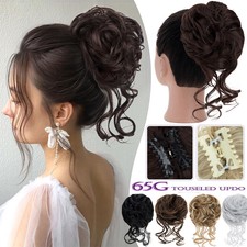 Curly Chignon Updo Messy Bun Extension Claw Clip In Hair Piece for Wedding Daily
