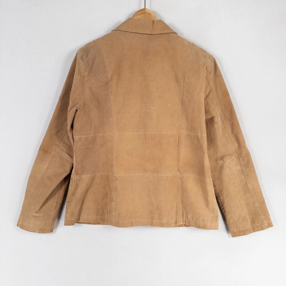 Chaqueta De Colección Paris Azul Ropa Exterior XL Cuero Tostado Gamuza Cremallera Completa Años 90 Y2K Bolsillo Foto 3 de 4