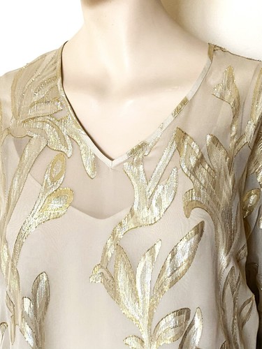MARINA RINALDI,SILK Blend Dress in Gold, Size MR 21, 12W US, 42 DE, 50 IT - Picture 13 of 17