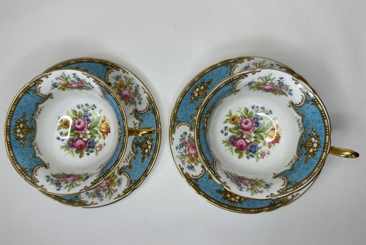 #未使用Spodc #ENGLAND #BONECHINA#Y2962 Shelley Vintage Bone China Blue Floral Duchess Teacup & Saucer