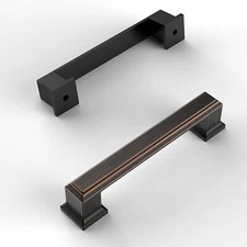 Amerdeco 10 Pack Oil Rubbed Bronze Cabinet Pulls 3-3/4 Inch96mm Hole Center C...